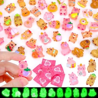 Imagem de SelfTek 100 peças luminosas mini figuras de animais - pacote variado de animais de resina, estatuetas em miniatura que brilham no escuro para lembrancinhas de festa, caça ao tesouro, aquário DIY