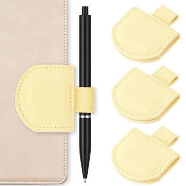 Imagem de Vane Oak Suporte magnético para caneta, suporte de lápis para cadernos, diários, calendários, couro sintético, pacote com 3