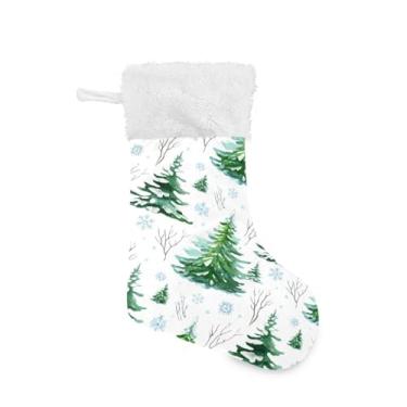 Imagem de GakkiGii Meia de Natal grande de pinheiro, decoração de Natal suspensa para parede de árvore de lareira, 45 x 31 cm