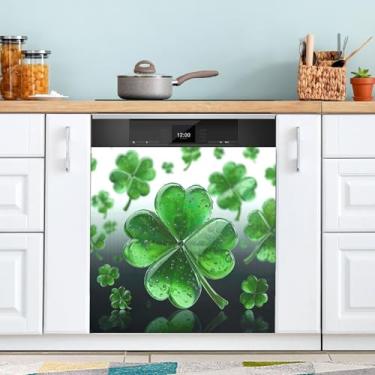 Imagem de ATTX Capa magnética para lava-louças Green Clovers, 58,4 cm C x 66 cm A, decoração da capa da máquina de lavar louça, decalques para armários domésticos e eletrodomésticos adesivos #17