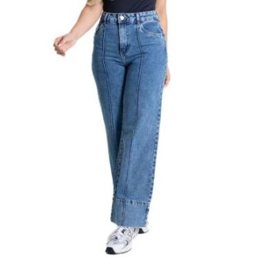 Imagem de Calça Jeans Sawary Wide Leg Petit - 280900 - Azul médio 46-Feminino