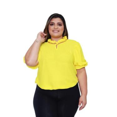 Imagem de Blusa feminina moda plus size evangélica em crepe sku:bp15 - R.S MODAS