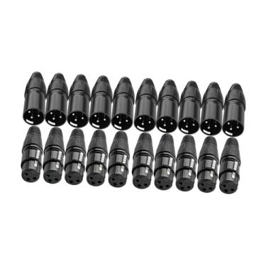 Imagem de menolana Conector de cabo de microfone, plugue de áudio para microfone, peças de reposição, conector XLR de 3 pinos, adaptador XLR macho-fêmea para shows e, Preto 20 Peças
