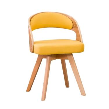 Imagem de Cadeiras de jantar de madeira, cadeira estofada giratória com almofada de linho de algodão e arco oco pernas de madeira para quarto cozinha G 1 peça