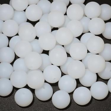Imagem de 120 contas de silicone Richbunnys de 15 mm para fazer canetas e chaveiros, contas grandes para fabricação de colares e pulseiras, conjunto de contas de borracha sortidas (branco semitransparente)