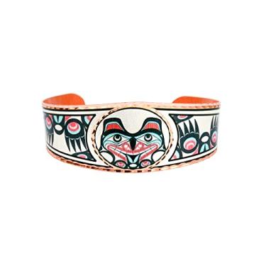 Imagem de Pulseiras totem de joias nativas do Alasca da Aurora Boreal / Joias HaidaTotem da Costa Oeste/Corva/Borboleta/Beija-flor/Ursos/Sol/Baleias/Alce/Alce/Águias/Lobo, Cobre, Sem Pedra Preciosa