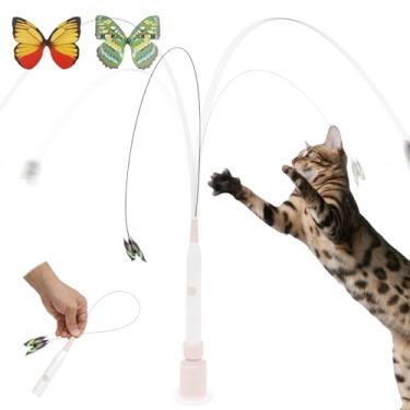 Imagem de Tzdxfgl Brinquedo elétrico de borboleta para gatos, brinquedo interativo automático para gatinhos com ventosa e 2 refis de borboletas realistas, 2 modos de jogo para exercícios de salto e alívio do