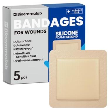 Imagem de Bandagens grandes à prova d'água, 15 x 15 cm, curativos para pele sensível, adesivo de espuma de silicone, almofada de ilha estéril com borda para pós-cirúrgico, dor de cama sacral, joelho e chuveiro