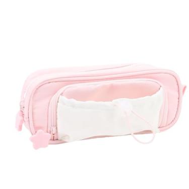 Imagem de Hyuduo Bolsa para Caneta Com Cordão, Porta-lápis de Camada Dupla Com Abertura Grande, Tecido à Prova d'água para Material de Escritório Escolar, Armazenamento Elegante para 45 Canetas