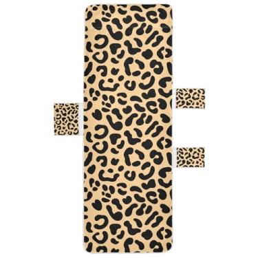 Imagem de STAYTOP Capa de toalha de espreguiçadeira macia de 215,8 cm x 76,2 cm, capas de cadeira de praia com bolsos para jardim, pátio, pátio, banhos de sol, gramado, linda textura de estampa de leopardo