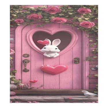 Imagem de Qilmy Dia dos Namorados Amor Coração Coelho Lava-louças Capa Ímã 58 x 66 cm Porta Frontal Decorativas Capas de Geladeira Folha Magnética Adesivo Máquina de Lavar Roupa Painel de Geladeira Decalque