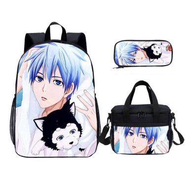 Imagem de Conjunto de mochilas: mochila escolar de basquete Kurokos para crianças, 3 peças