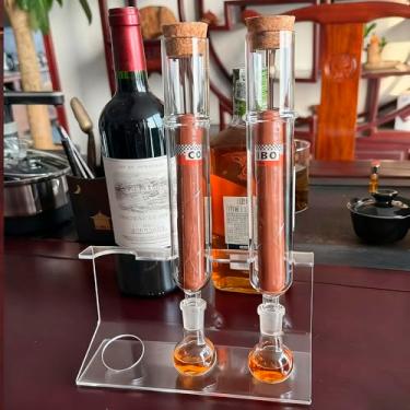 Imagem de Pacote com 2 tubos de umidificador de aromaterapia para charutos de vidro borossilicato. 26 cm de comprimento com base de infusão de aroma para suavizar o sabor(Sem stent)