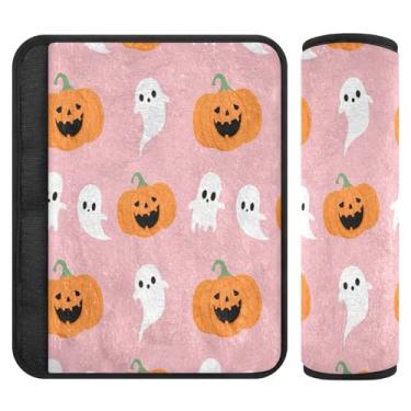 Imagem de Burbuja Capa para cinto de segurança de carro com desenho animado Fantasmas Abóboras Protetor de cinto de segurança de carro macio confortável para alça de ombro de assento, 1 par pequeno