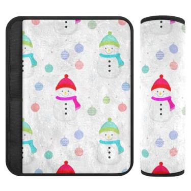 Imagem de Burbuja Capa para cinto de segurança de carro Snowmen Protetor de cinto de segurança de carro macio confortável para alça de ombro de assento, 1 par médio