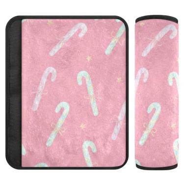 Imagem de Burbuja Capa para cinto de segurança de carro Candy Cane Protetor de cinto de segurança macio confortável para alça de ombro de assento, 1 par médio