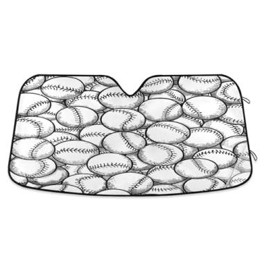 Imagem de CEBUGI Para-brisa para-sol para janela dianteira do carro, para-sol, viseira dobrável para caminhão, SUV, mantenha seu veículo fresco fundo de bolas de beisebol