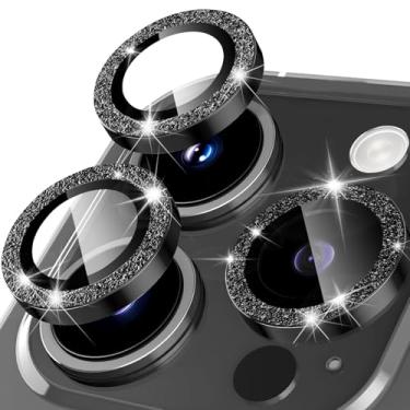 Imagem de Happtkey Protetor de lente de câmera para iPhone 13 Pro, anel de metal de liga de alumínio individual com glitter, protetor de tela de vidro temperado 9H, protetor de tela de luxo HD antiarranhões
