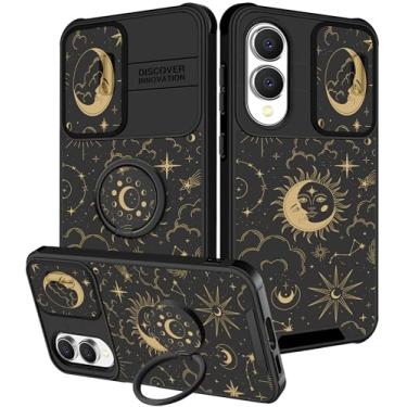 Imagem de Funermei Capa para Samsung Galaxy S25 Edge - Capa de telefone feminina bonita feminina estética sol lua estrelas design exclusivo com capa de câmera e suporte de anel Funda para Samsung S25 Edge