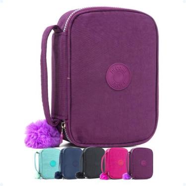 Imagem de Estojo Escolar Feminino Quadrado Alça Espaçoso 20 Lapis Top - TEX WEB,