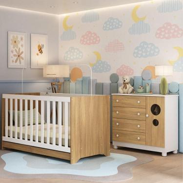 Imagem de Berço Americano 3 em 1 com Cômoda 1 Porta 4 Gavetas Bombom Multimóveis MP4708