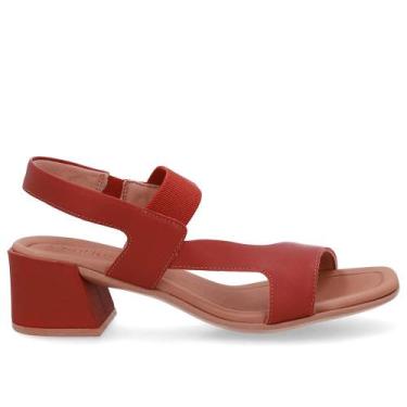 Imagem de Sandalia usaflex elastico couro ref ud25004 feminino, Marrom, 35