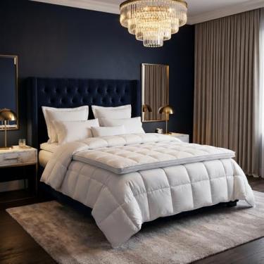 Imagem de Protetor de Colchão Premium com Pillow Top, Acolchoado, 400 Fios, Branco, Macio, Cobertura Total com Elástico (King)