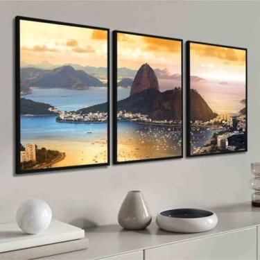Imagem de Quadro Decorativo - Rio De Janeiro Pôr Do Sol com moldura (Moldura Preta, 40x60, Sem Vidro)