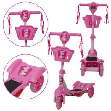 Imagem de Brinquedo Patinete Infantil Barbie Rosa 3 Rodas Luz E Som - DM Toys