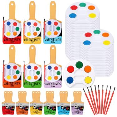 Imagem de Sabary Conjunto de 30 presentes de dia dos namorados a granel incluem pintura cartão de dia dos namorados, mini conjunto de tintas em aquarela com sacos de selos e folhas pontos de cola para