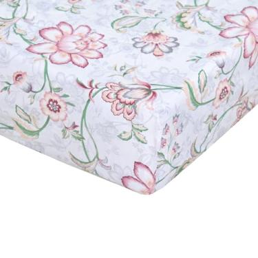 Imagem de Lençol de baixo ultra macio, solteiro, qualidade de hotel, 100% algodão, bolso profundo, estampa floral, lençol de baixo branco, fácil de cuidar
