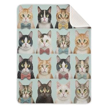 Imagem de Qilmy Cobertor de bebê de gatos fofos 76 x 101 cm, cobertor infantil de algodão macio para meninos e meninas, cobertor leve e quente para bebês de berço, carrinho de bebê, soneca, recém-nascido