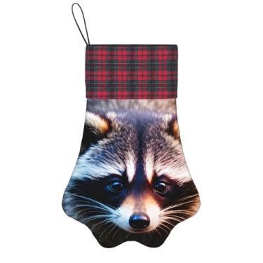 Imagem de SKKNT Meias de Natal com estampa de rosto de guaxinim, animais de estimação, decoração de Natal, cães, gatos, árvores, doces, presente, conveniente