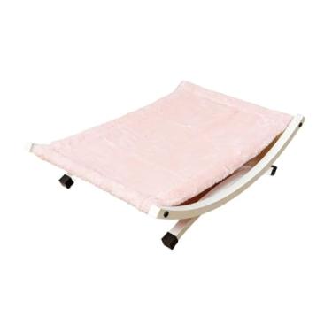 Imagem de IEUDNS Cama elevada para gatos, rede elevada para animais de estimação, berço moderno e elegante para gatos, espreguiçadeira para uso interno e para, Rosa
