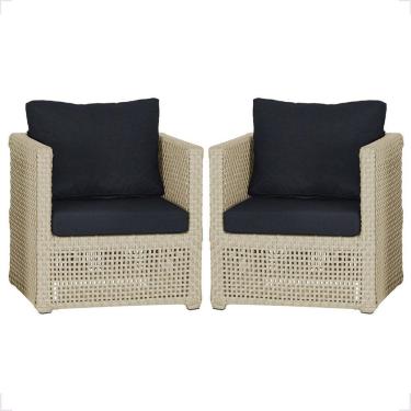 Imagem de 2 Poltronas Madri Alumínio Corda Náutica Estofado 12 Trama Rami