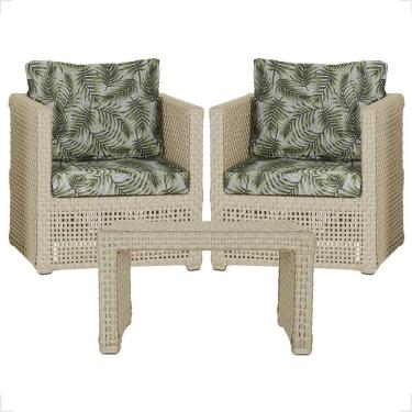 Imagem de Mesa E 2 Poltronas Madri Corda Náutica Estofado 5 Trama Rami