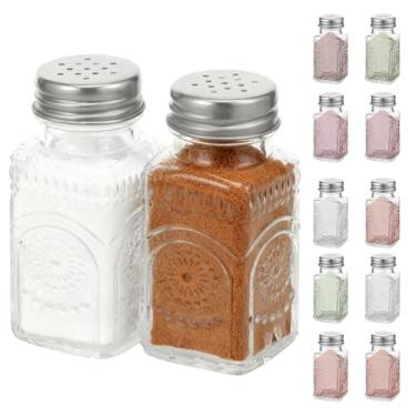 Imagem de Conjunto de saleiro e pimenteiro de vidro, 12 peças, coqueteleira de vidro transparente de 80 ml com tampa de aço inoxidável, coqueteleira vintage para mesa de sala de jantar, cozinha, restaurante