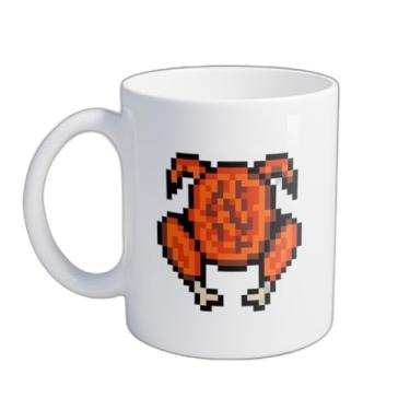 Imagem de Caneca Xícara de Café Porcelana 300ml Com Desenho Galinha Assada Pixel Art
