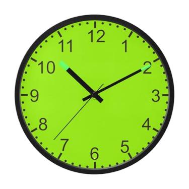 Imagem de ODAWA Relógio de parede de 30,5 cm, grama-limão, verde, relógio de parede de segunda mão, operado por bateria, digital