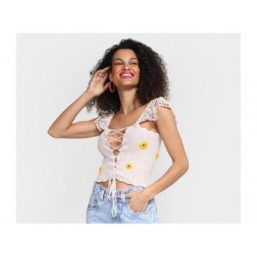 Imagem de Blusa Vista   Crochê Cropped Mini Flores-Unissex