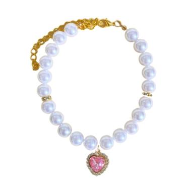 Imagem de Coleiras Colar Coleira Pet Luxo Cachorro E Gato Com Strass Com Um Design Requintado E Esteticamente Agradável Leve E Fácil De Transportar (Rosa,P)