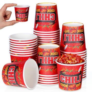 Imagem de Teenyyou Copos de degustação Chili Cook off Mini Chili Porção de Papel Descartáveis Copos de Amostra de Alimentos para Competição Comida Mexicana Suprimentos de Cozinha (50 Peças, 113 g)