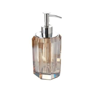 Imagem de hezhuhe2258 Dispensador de sabão de alta qualidade loção sabonete corporal dispensador de xampu garrafa vazia garrafa de pressão cristal leve dispensador de sabão luxuoso