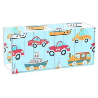 Imagem de TSENQUE Porta-canetas coloridas de desenho animado, azul, acrílico, para mesa, pincel de maquiagem, porta-lápis, marcador artístico, organizador de escritório para mesa