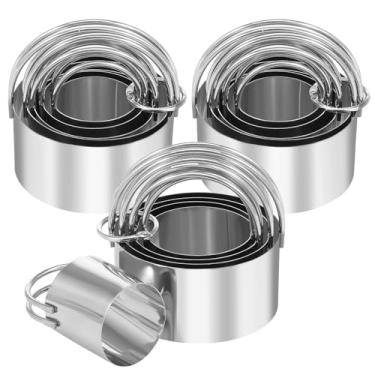 Imagem de 15 cortadores de biscoito, 430 cortadores de biscoito de aço inoxidável, cortador de massa de formas geométricas para assar, biscoitos, bolos, panquecas, Natal (redondo com bordas retas)