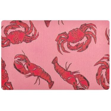 Imagem de TSENQUE Tapete de porta vermelho macaco caranguejo personalizado para entrada interna e externa absorvente, tapete de porta da frente lavável tapetes de entrada internos para casa, 81 cm x 50 cm