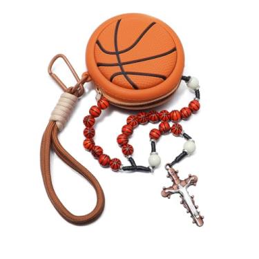 Imagem de Peraca Cris Terço esportivo masculino com contas longas com pingente de cruz para beisebol, softball, basquete, acessórios de fé, Large, Zinco, Sem Pedra Preciosa