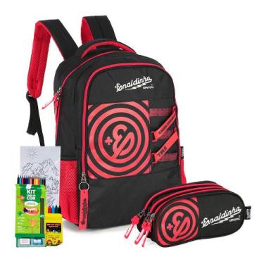 Imagem de Kit Mochila Estojo Enaldinho Youtuber Original - LUXCEL, VERMELHO MS49