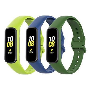 Imagem de 3 Pulseiras De Silicone Marca 123Smart Compatível com Fit 2 R220 - Verde/Verde Limão/Azul
