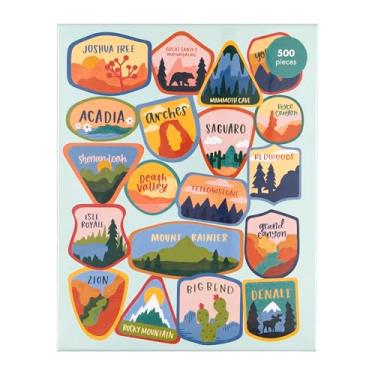 Imagem de Pippi Post National Parks Jigsaw Puzzle, 500 Pieces, 18x24 Inches, Hand-Drawn Design with Art Print, Features Joshua Tree, Yellowstone, Grand Canyon, Yosemite